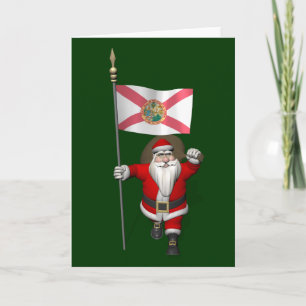 Tarjeta Festiva Santa Claus Con El Diseño De Florida