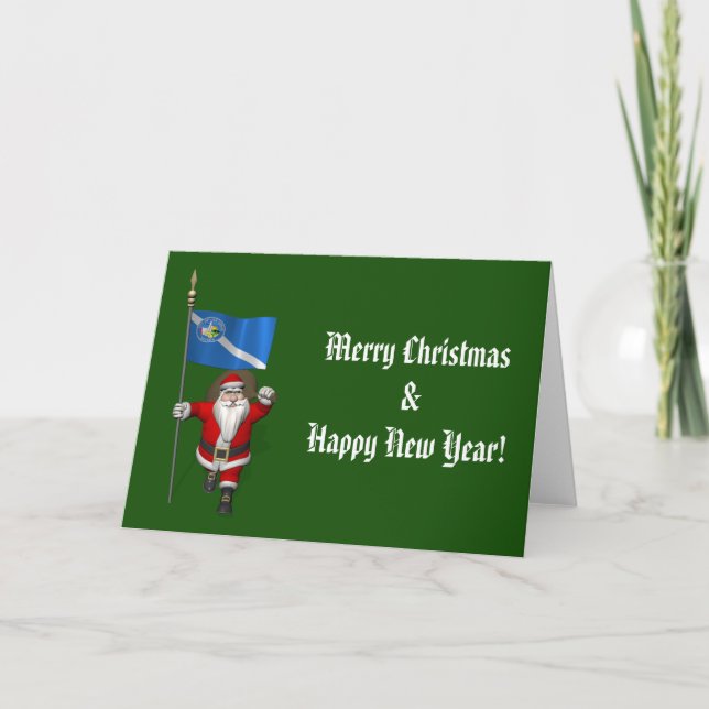 Tarjeta Festiva Santa Claus Con El Diseño De Las Vegas (Anverso)