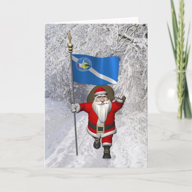 Tarjeta Festiva Santa Claus Con El Diseño De Las Vegas (Anverso)