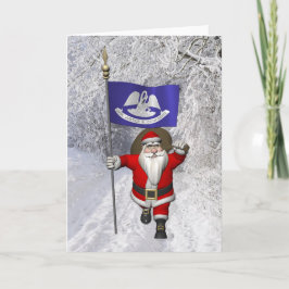 Tarjeta Festiva Santa Claus Con El Diseño De Luisiana