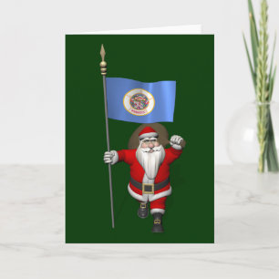 Tarjeta Festiva Santa Claus Con El Diseño De Minnesota