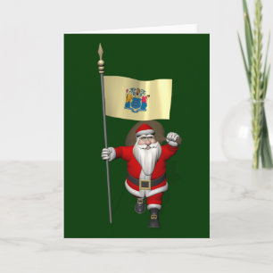 Tarjeta Festiva Santa Claus Con El Diseño De Nueva Jersey