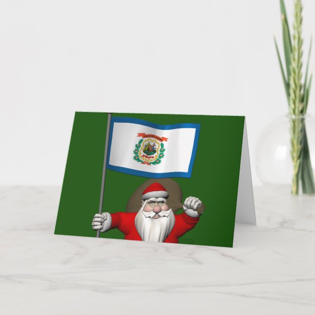 Tarjeta Festiva Santa Claus Con El Diseño De Virginia Occidental (Anverso)