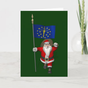 Tarjeta Festiva Santa Claus Con El Encargado De Indiana