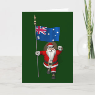 Tarjeta Festiva Santa Claus Con El Fin De Australia