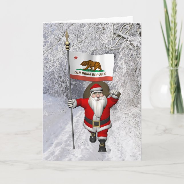 Tarjeta Festiva Santa Claus Con El Fin De California (Anverso)