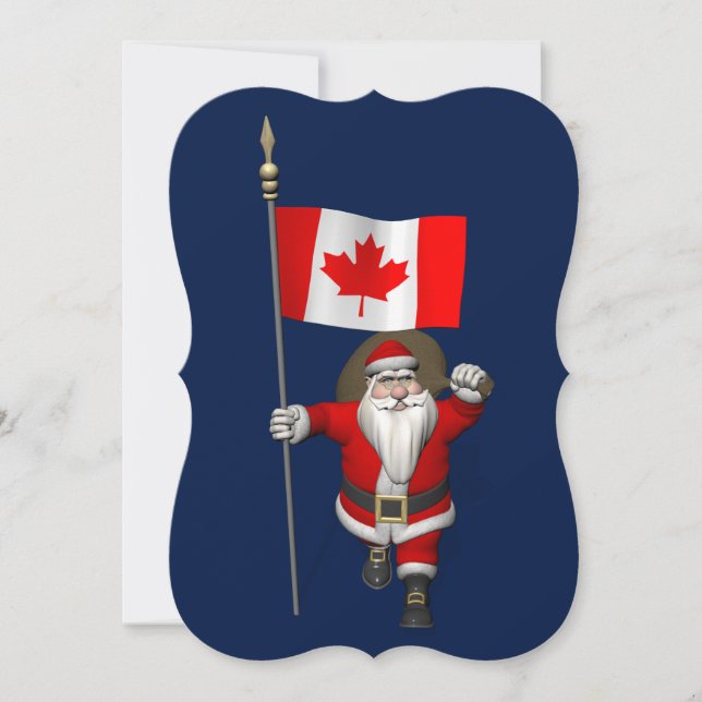 Tarjeta Festiva Santa Claus Con El Fin De Canadá (Anverso)