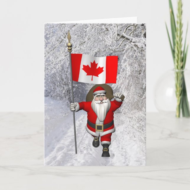 Tarjeta Festiva Santa Claus Con El Fin De Canadá (Anverso)