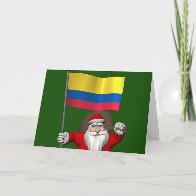 Tarjeta Festiva Santa Claus Con El Fin De Colombia (Anverso)