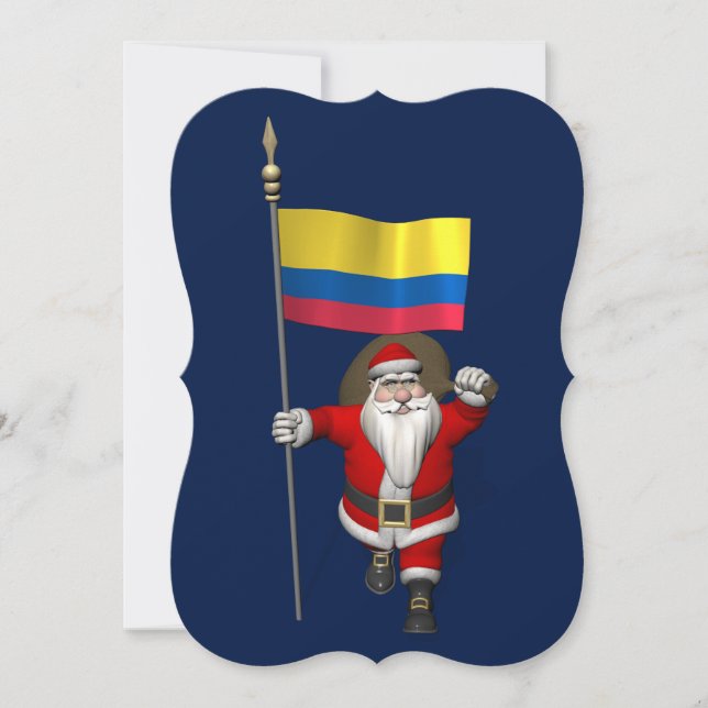 Tarjeta Festiva Santa Claus Con El Fin De Colombia (Anverso)
