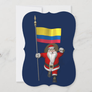 Tarjeta Festiva Santa Claus Con El Fin De Colombia