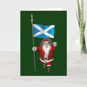 Tarjeta Festiva Santa Claus Con El Fin De Escocia