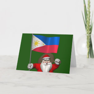 Tarjeta Festiva Santa Claus Con El Fin De Filipinas