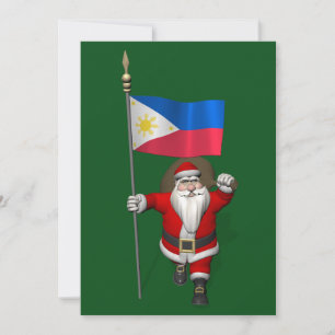 Tarjeta Festiva Santa Claus Con El Fin De Filipinas