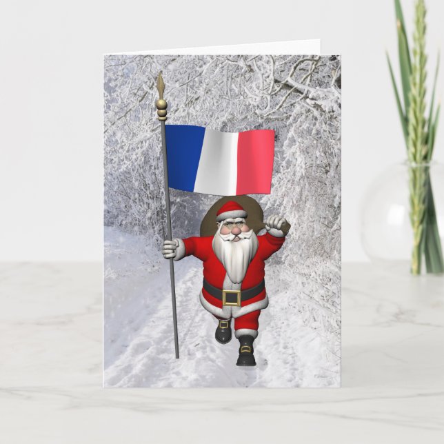 Tarjeta Festiva Santa Claus Con El Fin De Francia (Anverso)