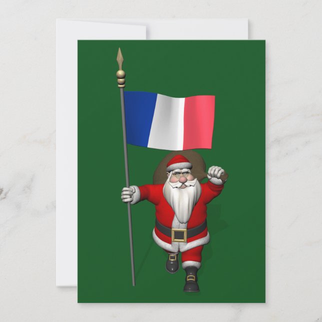 Tarjeta Festiva Santa Claus Con El Fin De Francia (Anverso)