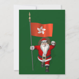Tarjeta Festiva Santa Claus Con El Fin De Hong Kong
