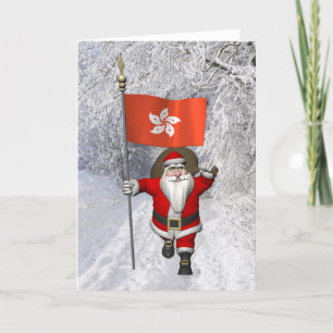 Tarjeta Festiva Santa Claus Con El Fin De Hong Kong
