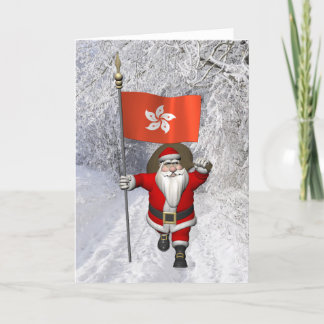 Tarjeta Festiva Santa Claus Con El Fin De Hong Kong