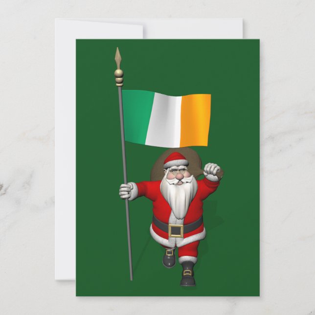 Tarjeta Festiva Santa Claus Con El Fin De Irlanda (Anverso)