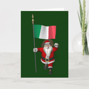 Tarjeta Festiva Santa Claus Con El Fin De Italia