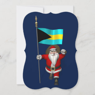 Tarjeta Festiva Santa Claus Con El Fin De Las Bahamas