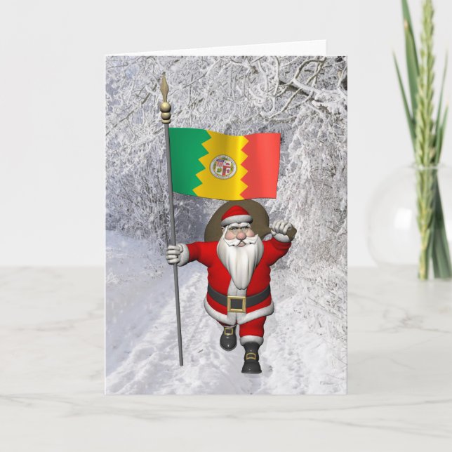 Tarjeta Festiva Santa Claus Con El Fin De Los Ángeles (Anverso)