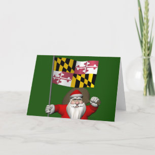 Tarjeta Festiva Santa Claus Con El Fin De Maryland