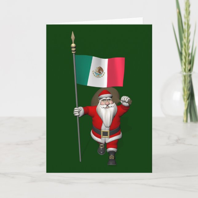 Tarjeta Festiva Santa Claus Con El Fin De México (Anverso)