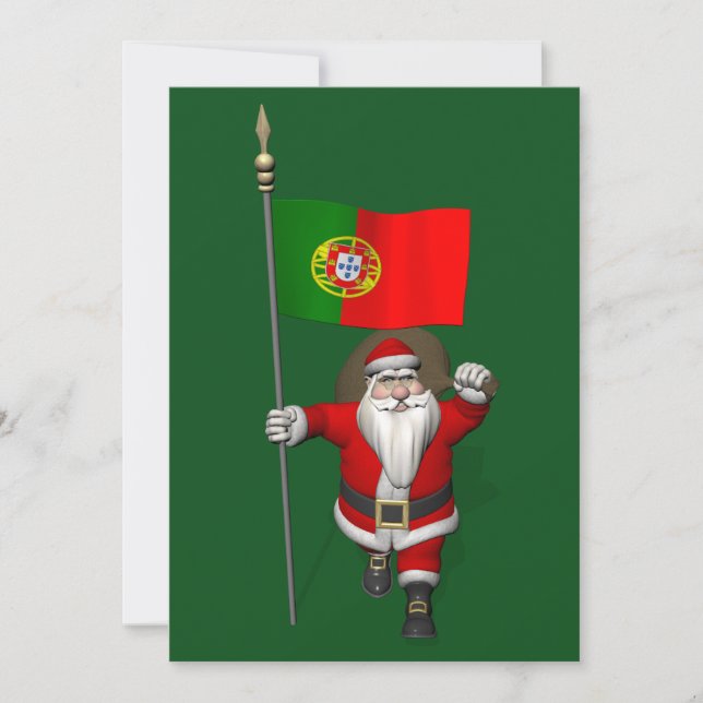 Tarjeta Festiva Santa Claus Con El Fin De Portugal (Anverso)
