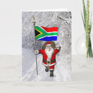 Tarjeta Festiva Santa Claus Con El Fin De Sudáfrica