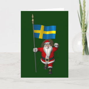 Tarjeta Festiva Santa Claus Con El Fin De Suecia