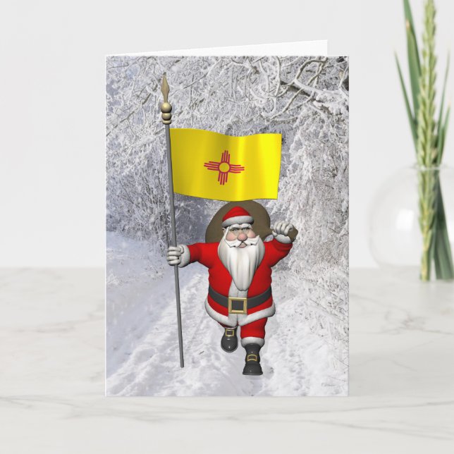 Tarjeta Festiva Santa Claus Con El Fin Del Nuevo México (Anverso)