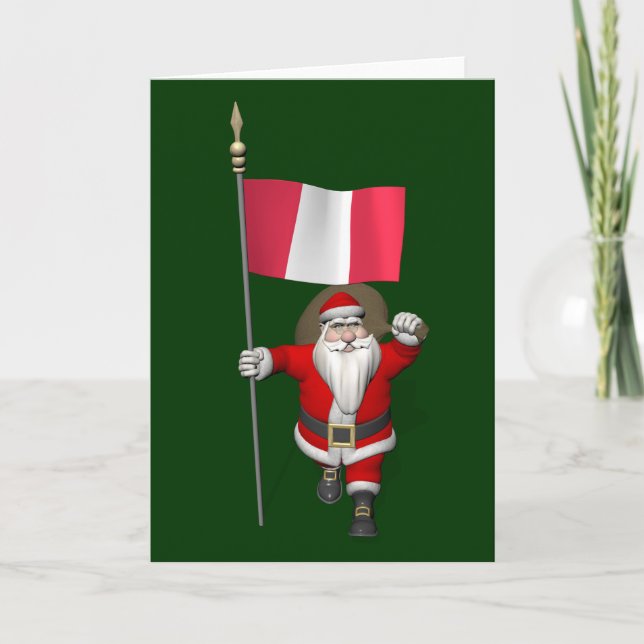 Tarjeta Festiva Santa Claus Con El Fin Del Perú (Anverso)