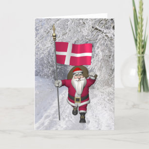 Tarjeta Festiva Santa Claus Con El Firma De Dannebrog