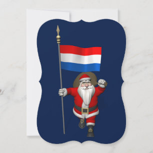 Tarjeta Festiva Santa Claus Con El Firma De Los Países Bajos