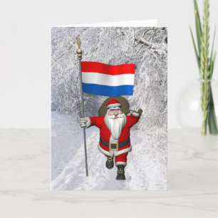 Tarjeta Festiva Santa Claus Con El Firma De Los Países Bajos