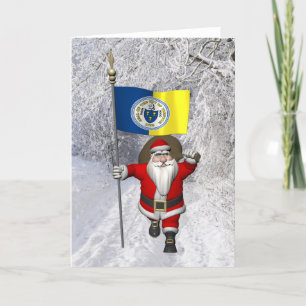 Tarjeta Festiva Santa Claus Con El Firma De Trenton NJ