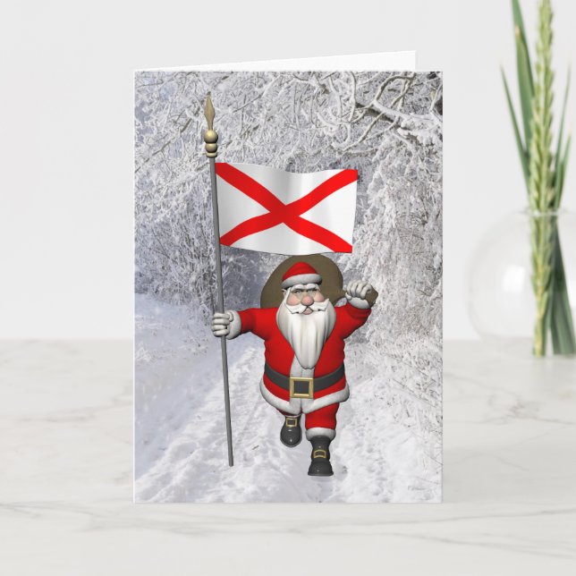Tarjeta Festiva Santa Claus Con El Firme De Alabama (Anverso)