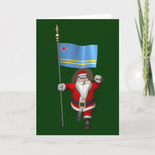 Tarjeta Festiva Santa Claus Con El Firme De Aruba