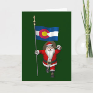 Tarjeta Festiva Santa Claus Con El Firme De Colorado