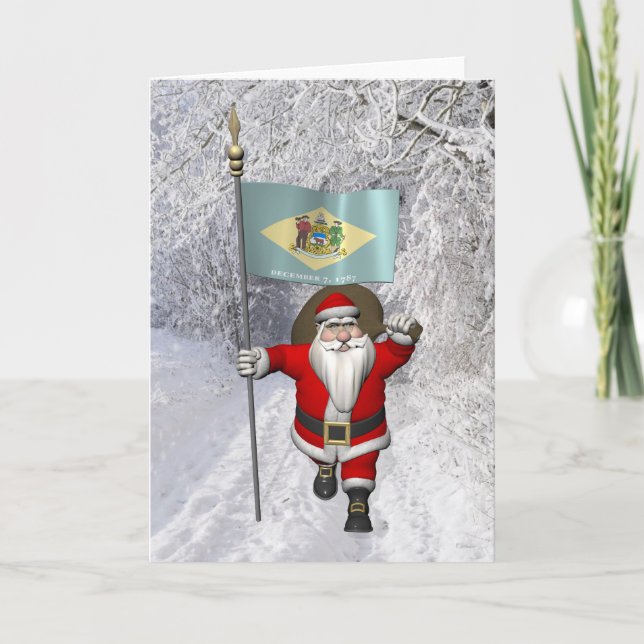 Tarjeta Festiva Santa Claus Con El Firme De Delaware (Anverso)