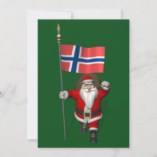 Tarjeta Festiva Santa Claus Con El Firme De Noruega