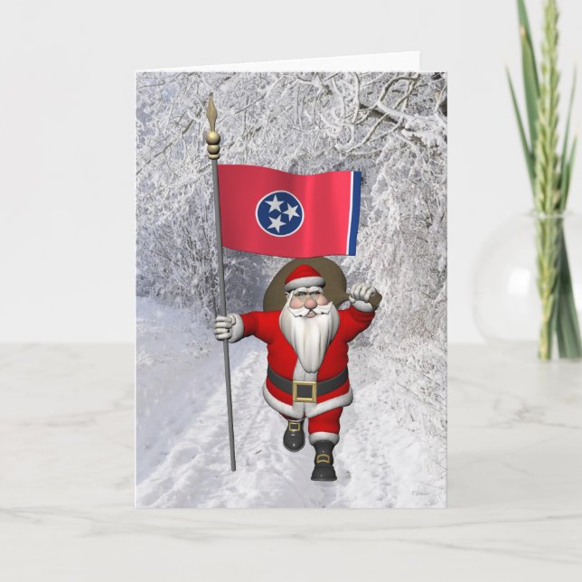 Tarjeta Festiva Santa Claus Con El Nombre De Tennessee (Anverso)