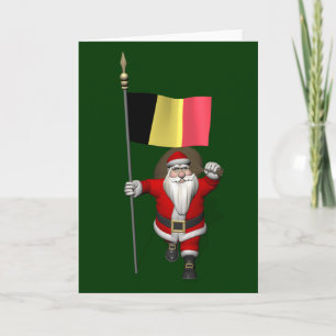 Tarjeta Festiva Santa Claus Con Fines De Bélgica