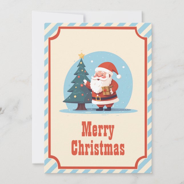 Tarjeta Festiva Santa claus con Personalizado de árboles de navida (Anverso)