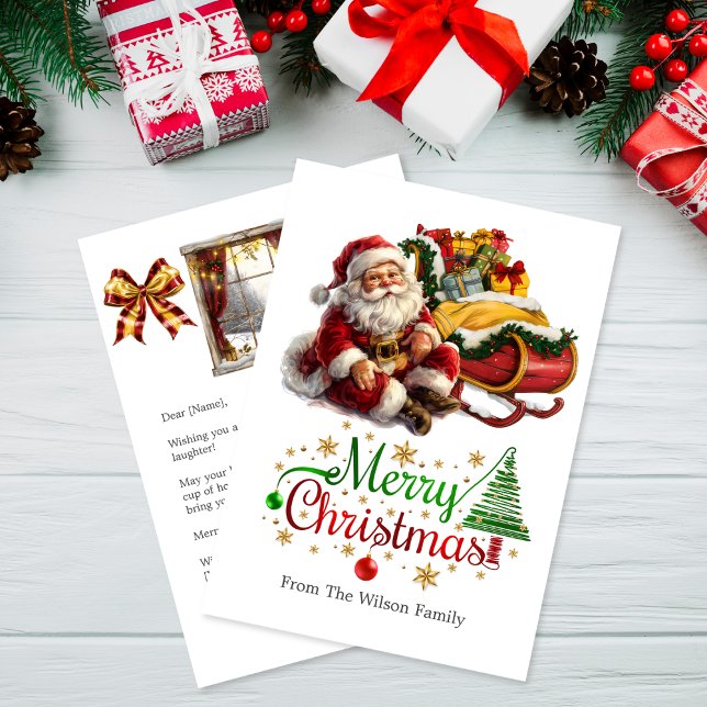 Tarjeta Festiva Santa Claus con Sleigh lleno de Navidades de regal (Subido por el creador)
