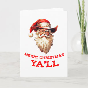Tarjeta Festiva SANTA CLAUS con un SOMBRERO DE VAQUERO felices nav