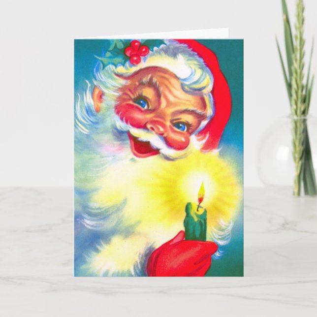 Tarjeta Festiva Santa Claus con velas (Anverso)