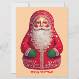 Tarjeta Festiva Santa Claus de Arte Popular Primitivo